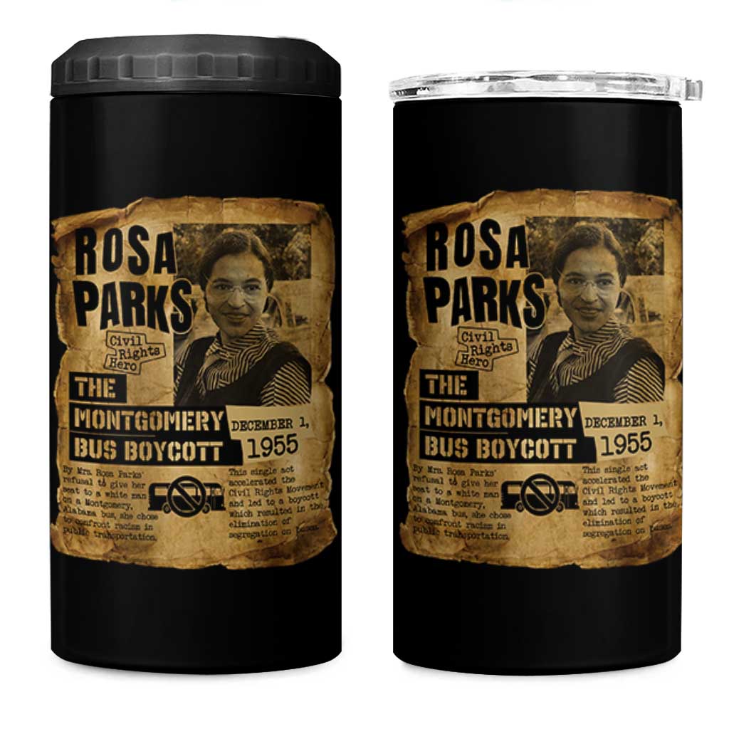 Vintage Rosa Parks 4 in 1 Can Cooler Tumbler Groovy Black History Month