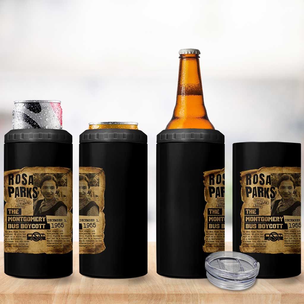 Vintage Rosa Parks 4 in 1 Can Cooler Tumbler Groovy Black History Month