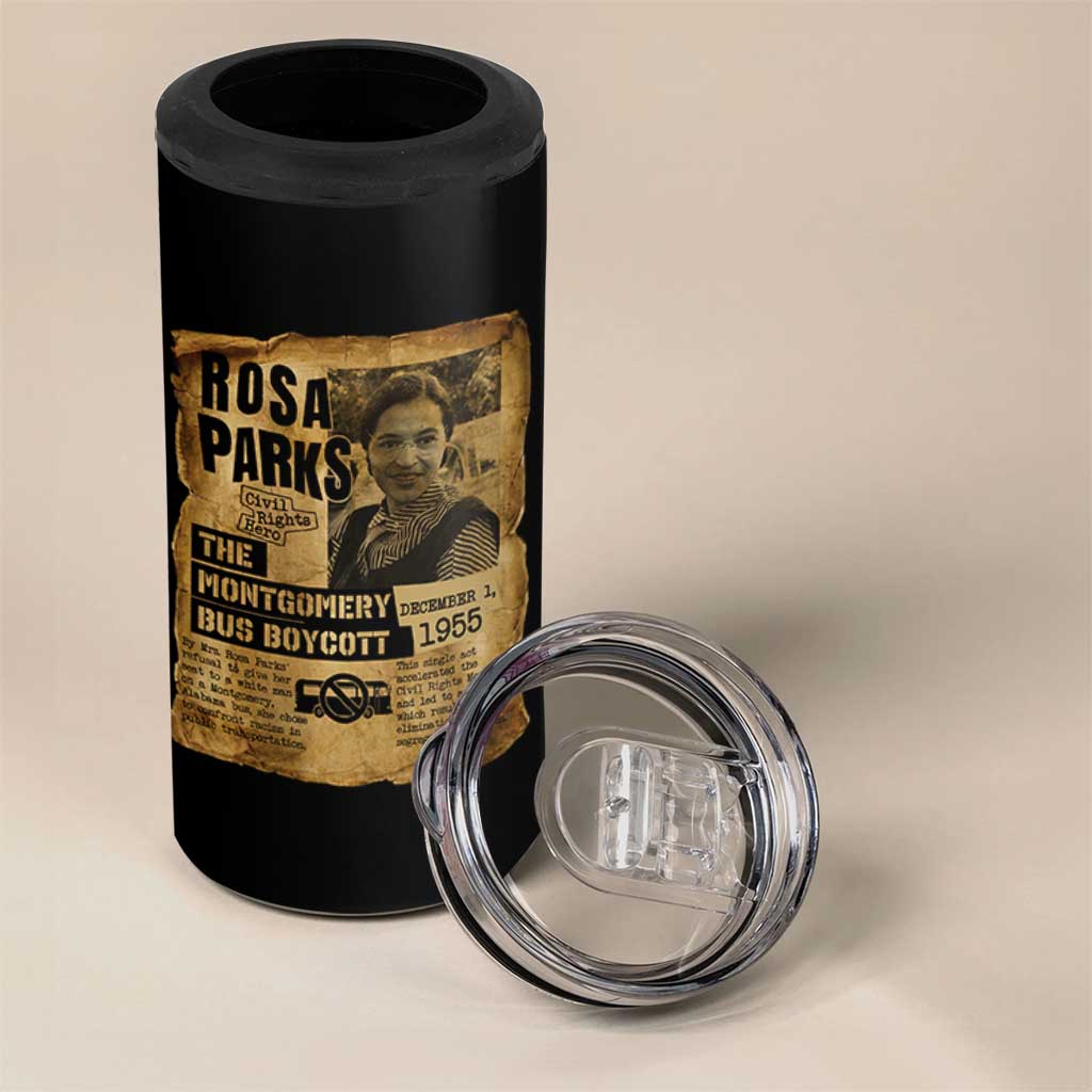 Vintage Rosa Parks 4 in 1 Can Cooler Tumbler Groovy Black History Month