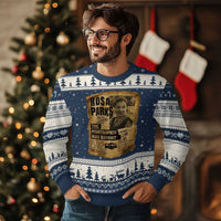 Vintage Rosa Parks Ugly Christmas Sweater Groovy Black History Month