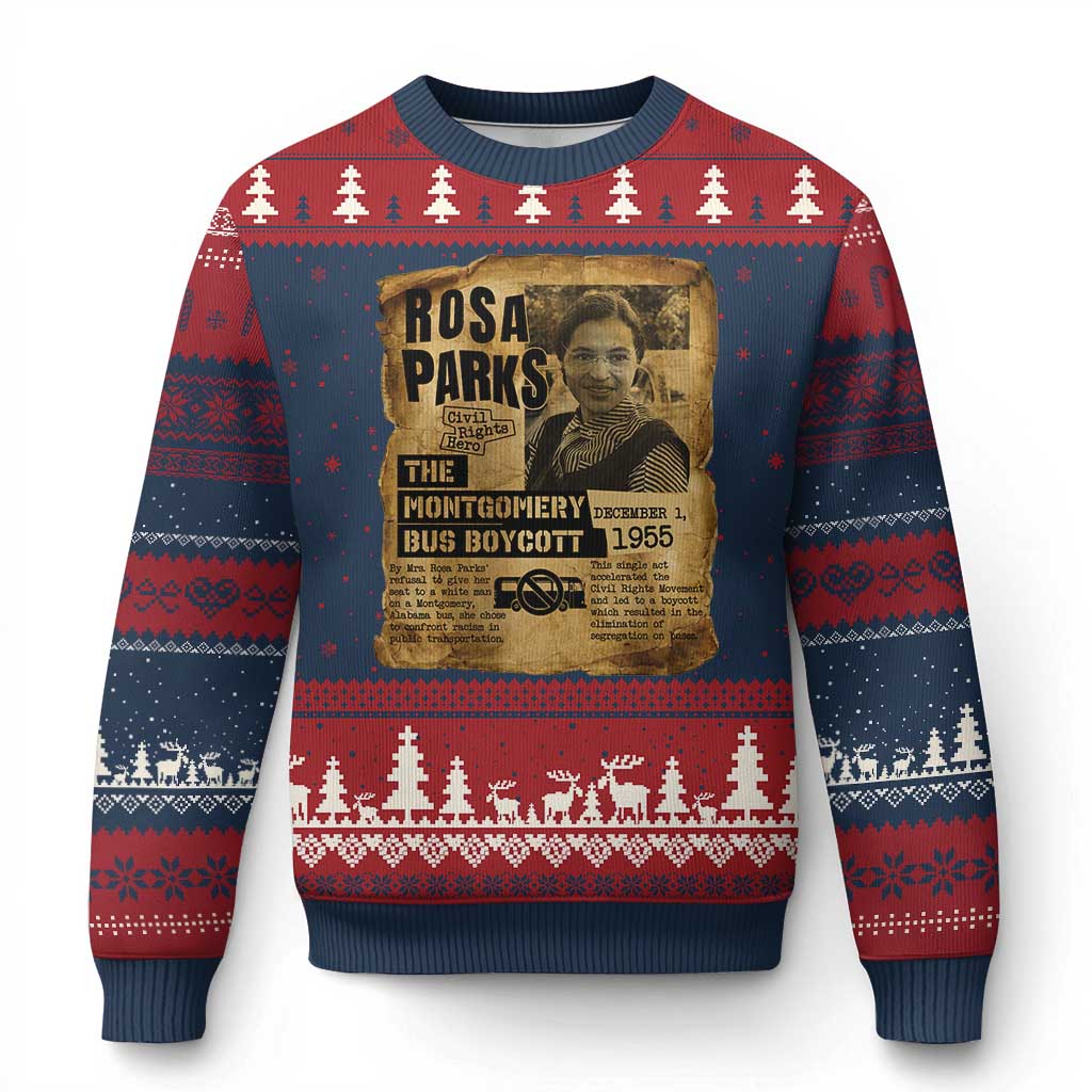 Vintage Rosa Parks Ugly Christmas Sweater Groovy Black History Month