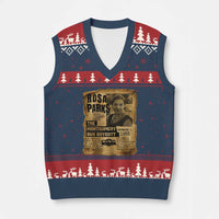 Vintage Rosa Parks V-Neck Knit Sweater Vest Groovy Black History Month
