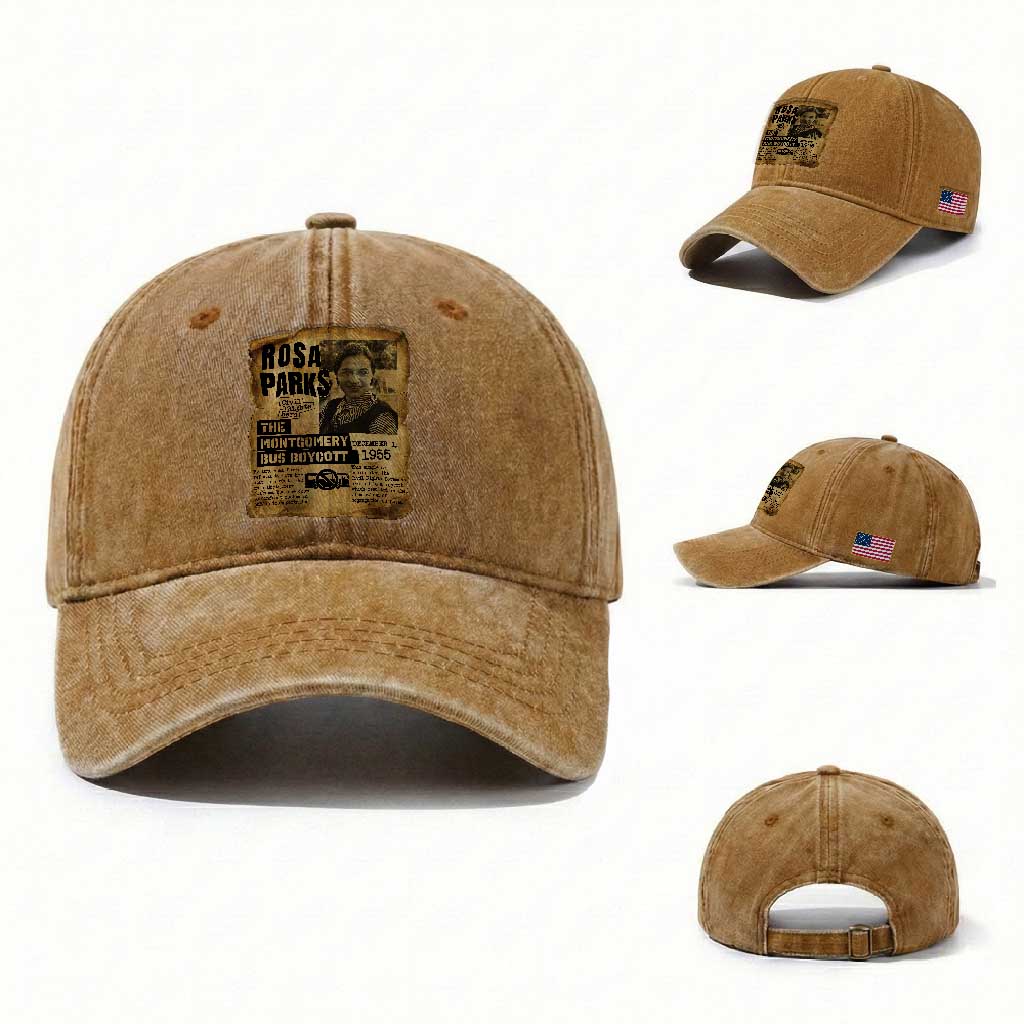 Vintage Rosa Parks Washed Cotton Baseball Cap Groovy Black History Month