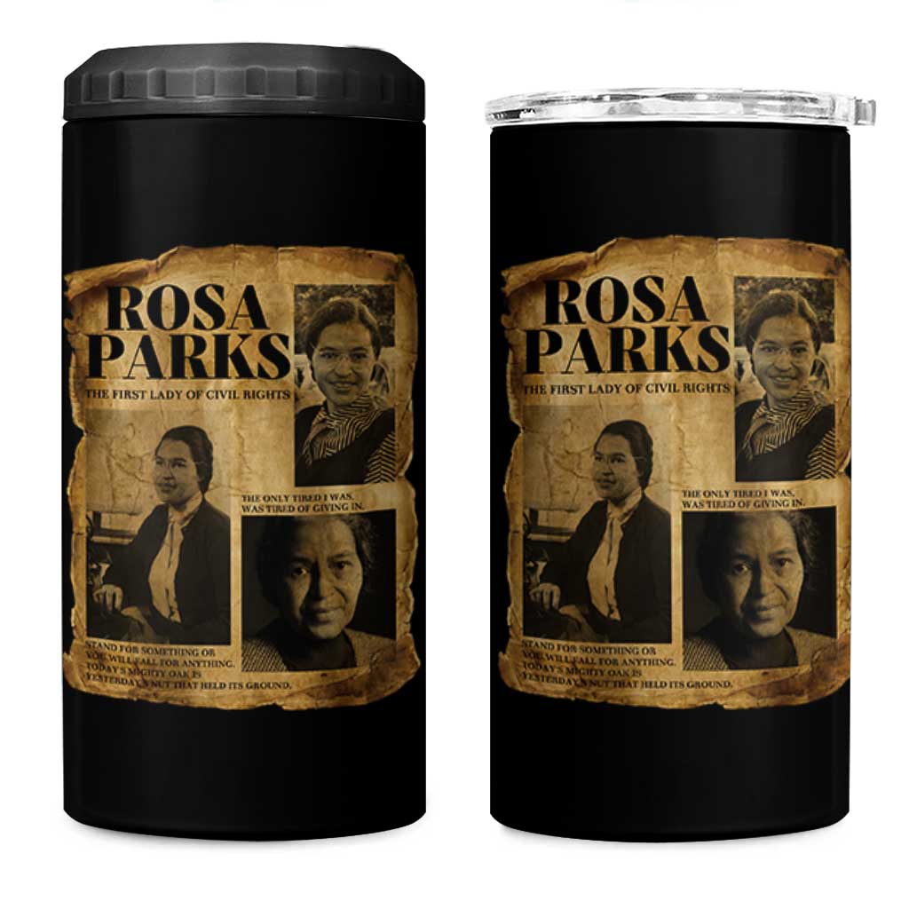 Vintage Rosa Parks 4 in 1 Can Cooler Tumbler Women Empowerment Inspirational Quote