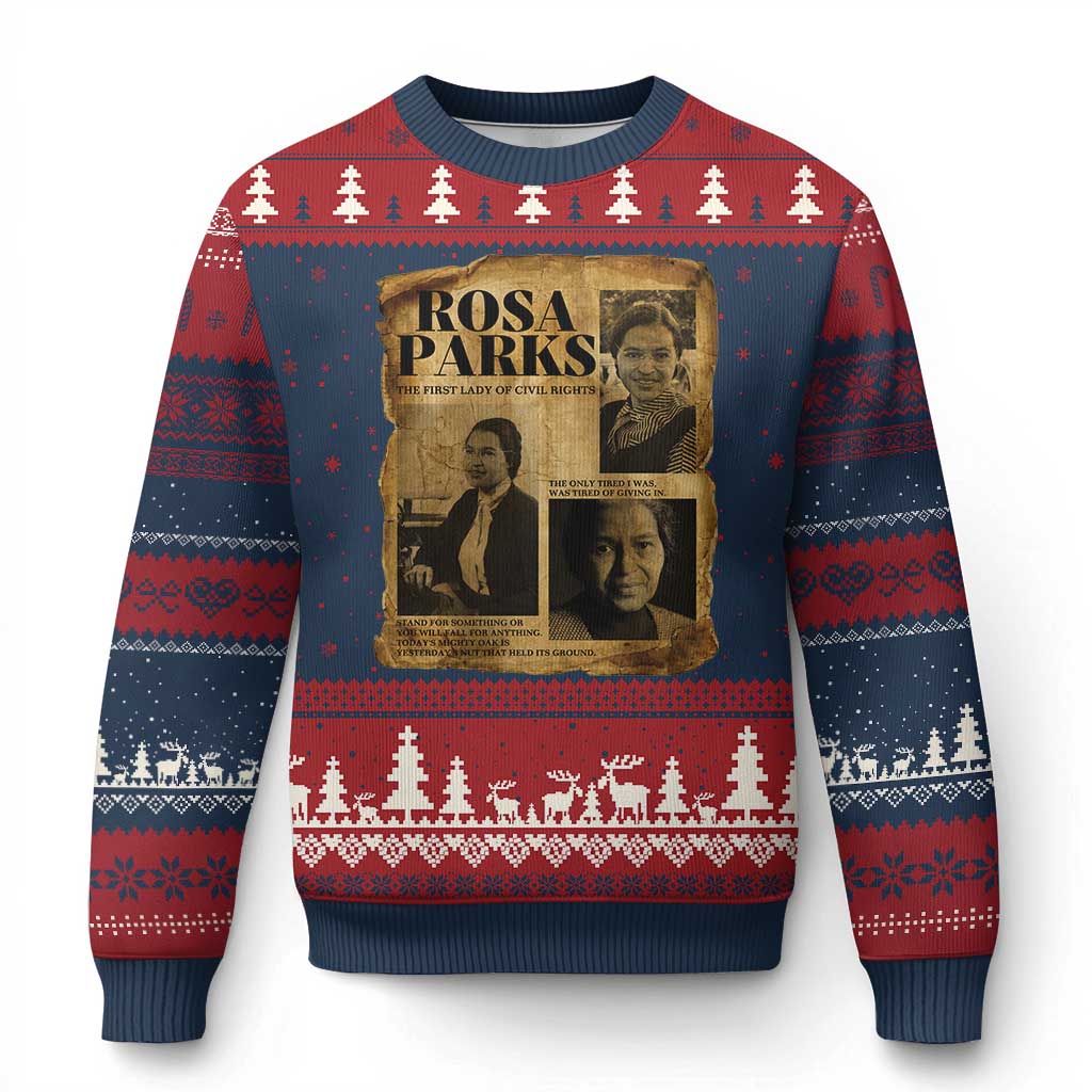 Vintage Rosa Parks Ugly Christmas Sweater Women Empowerment Inspirational Quote