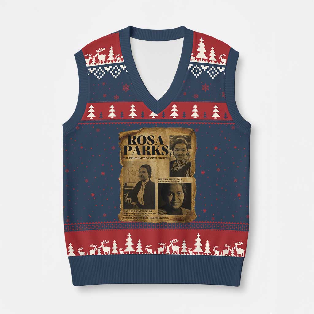 Vintage Rosa Parks V-Neck Knit Sweater Vest Women Empowerment Inspirational Quote