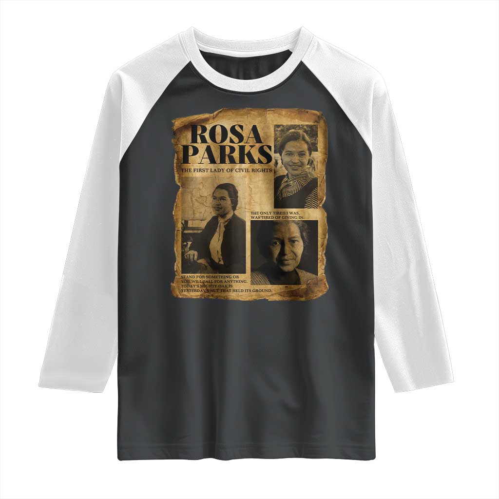 Vintage Rosa Parks Raglan Shirt Women Empowerment Inspirational Quote