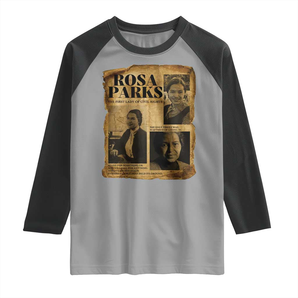 Vintage Rosa Parks Raglan Shirt Women Empowerment Inspirational Quote