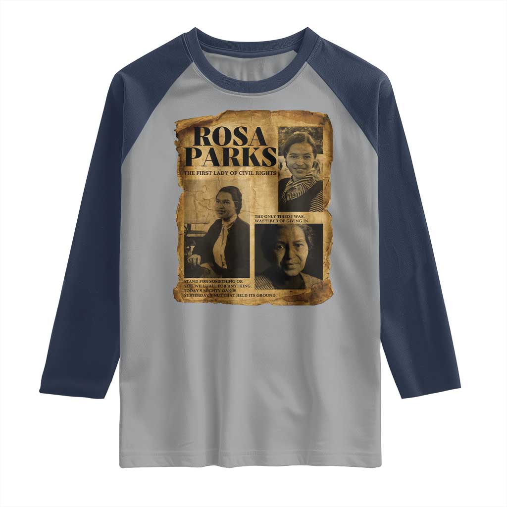 Vintage Rosa Parks Raglan Shirt Women Empowerment Inspirational Quote