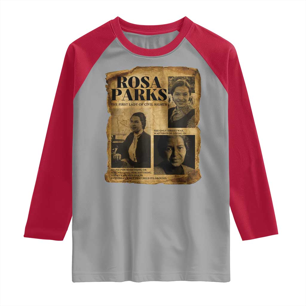 Vintage Rosa Parks Raglan Shirt Women Empowerment Inspirational Quote