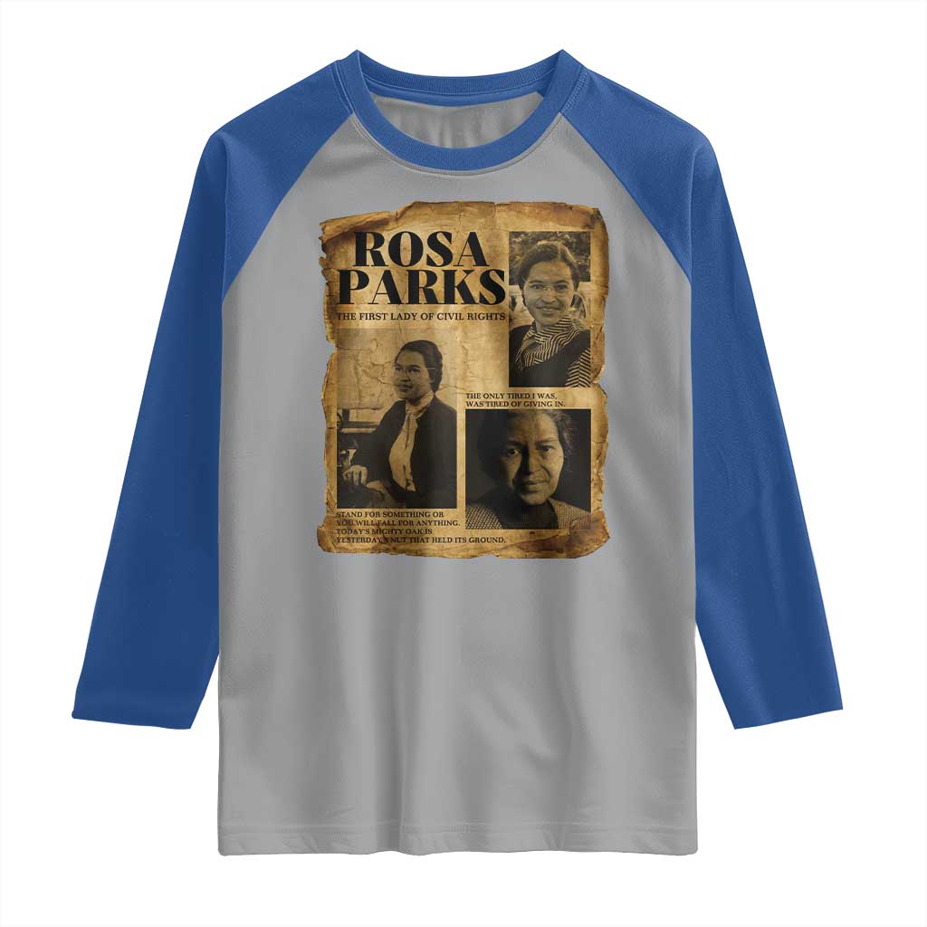 Vintage Rosa Parks Raglan Shirt Women Empowerment Inspirational Quote
