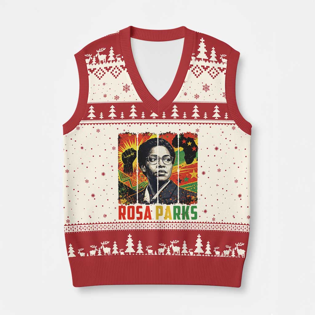 Rosa Parks V-Neck Knit Sweater Vest Strong Black Women Pride
