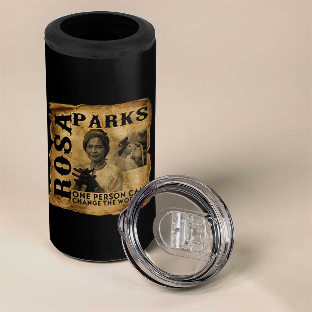 Rosa Parks Change The World Quote 4 in 1 Can Cooler Tumbler Black Women Leader