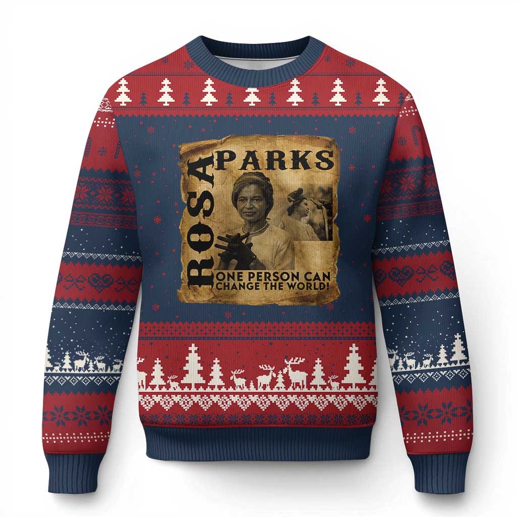 Rosa Parks Change The World Quote Ugly Christmas Sweater Black Women Leader