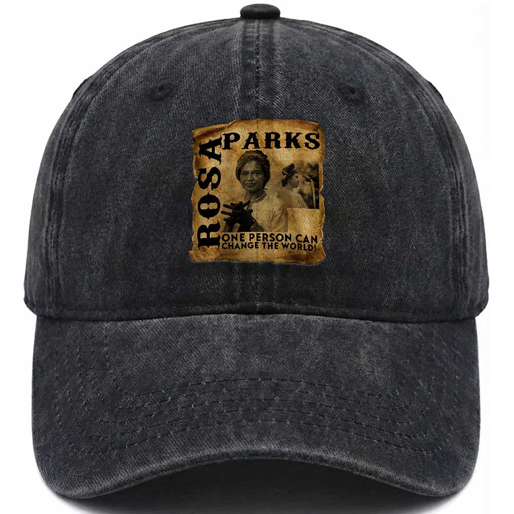 Rosa Parks Change The World Quote Washed Cotton Baseball Cap Black Women Leader