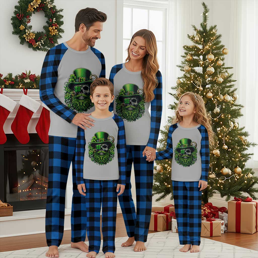Irish Leprechaun Skull Plaid Pajama Set St Patricks Day Party Gift
