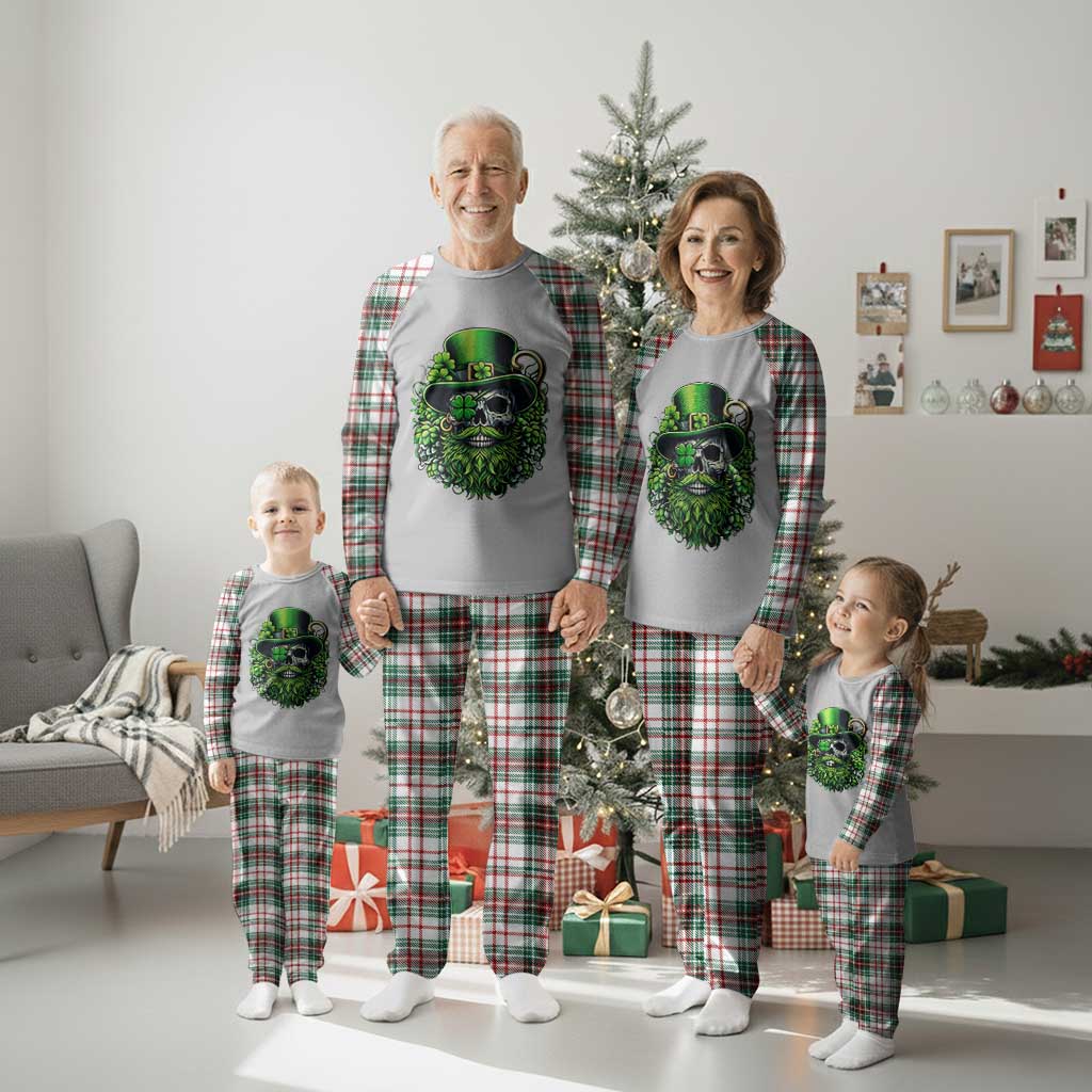 Irish Leprechaun Skull Plaid Pajama Set St Patricks Day Party Gift
