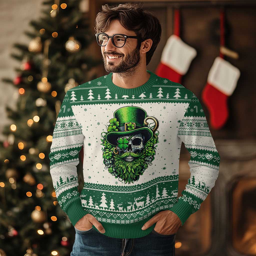 Irish Leprechaun Skull Ugly Christmas Sweater St Patricks Day Party Gift