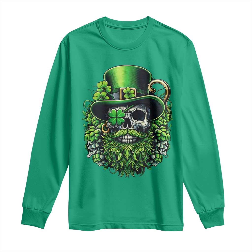 Irish Leprechaun Skull Long Sleeve Shirt St Patricks Day Party Gift