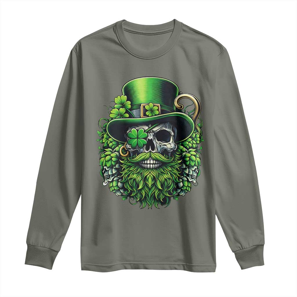 Irish Leprechaun Skull Long Sleeve Shirt St Patricks Day Party Gift