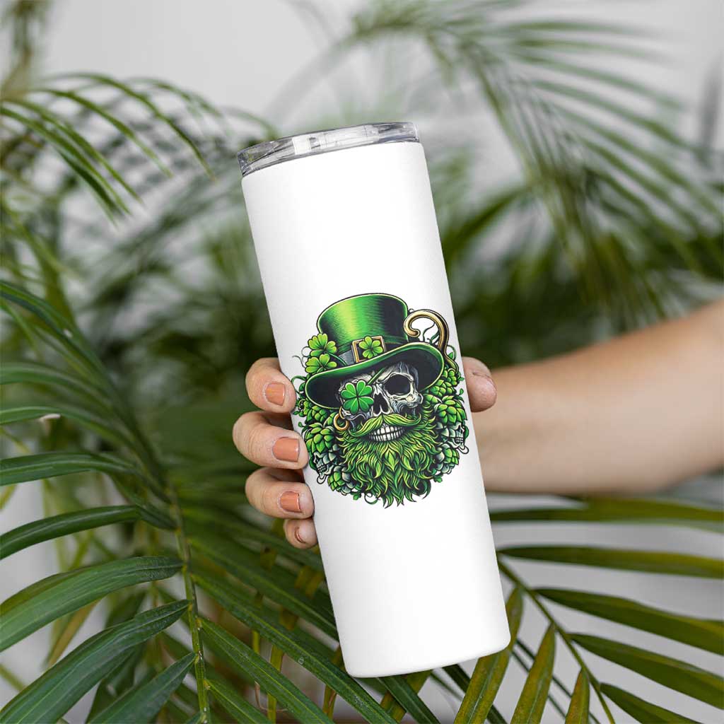 Irish Leprechaun Skull Skinny Tumbler St Patricks Day Party Gift