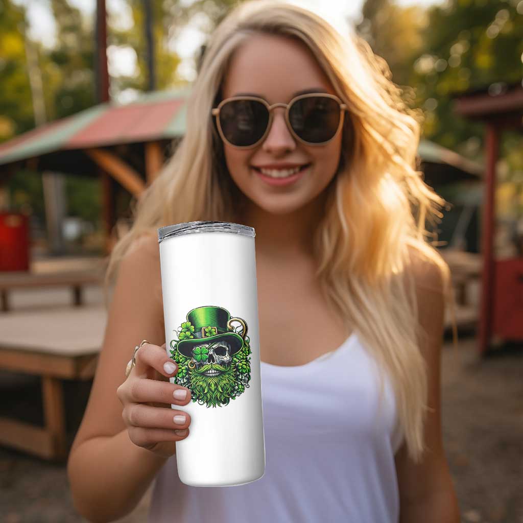 Irish Leprechaun Skull Skinny Tumbler St Patricks Day Party Gift