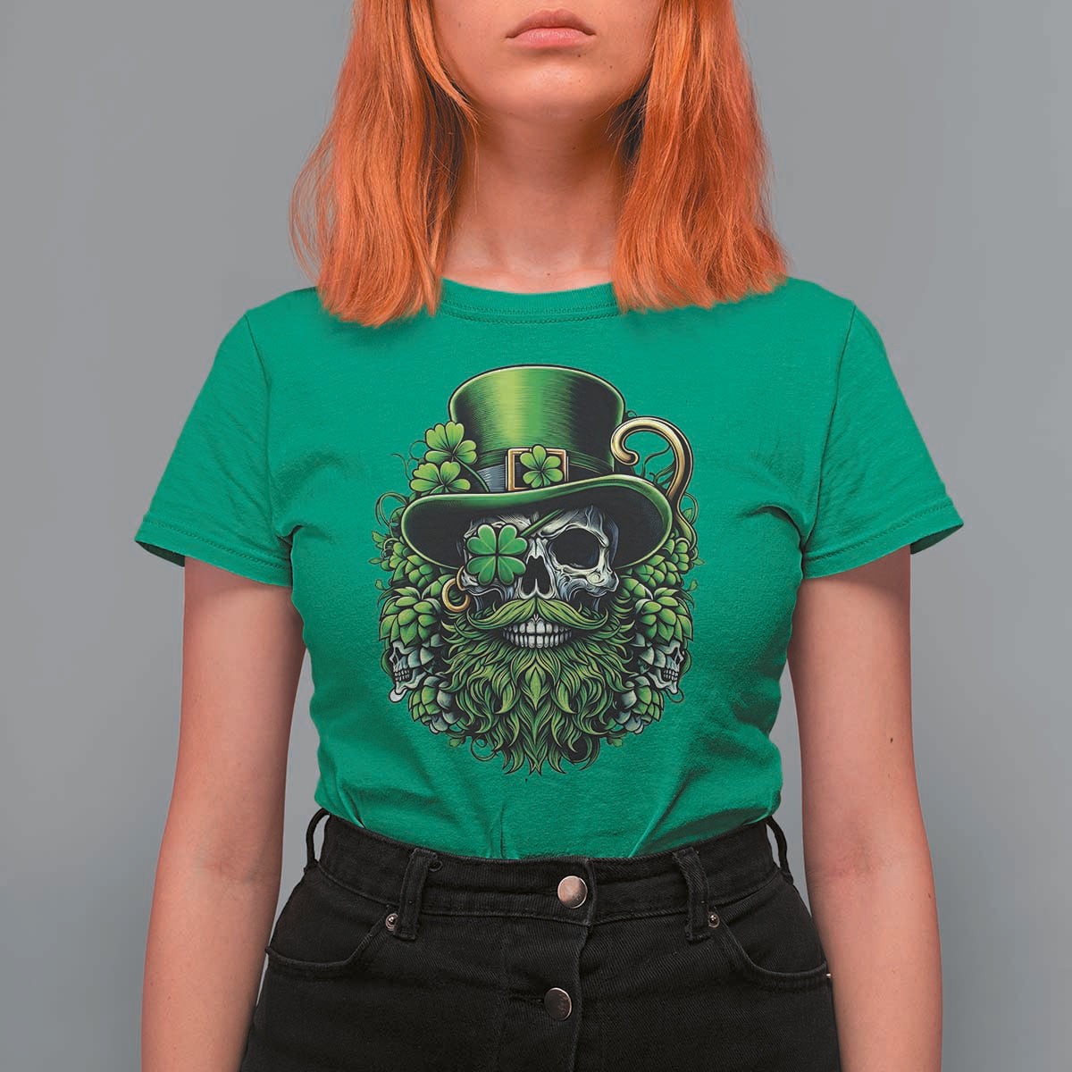 Irish Leprechaun Skull T Shirt For Women St Patricks Day Party Gift