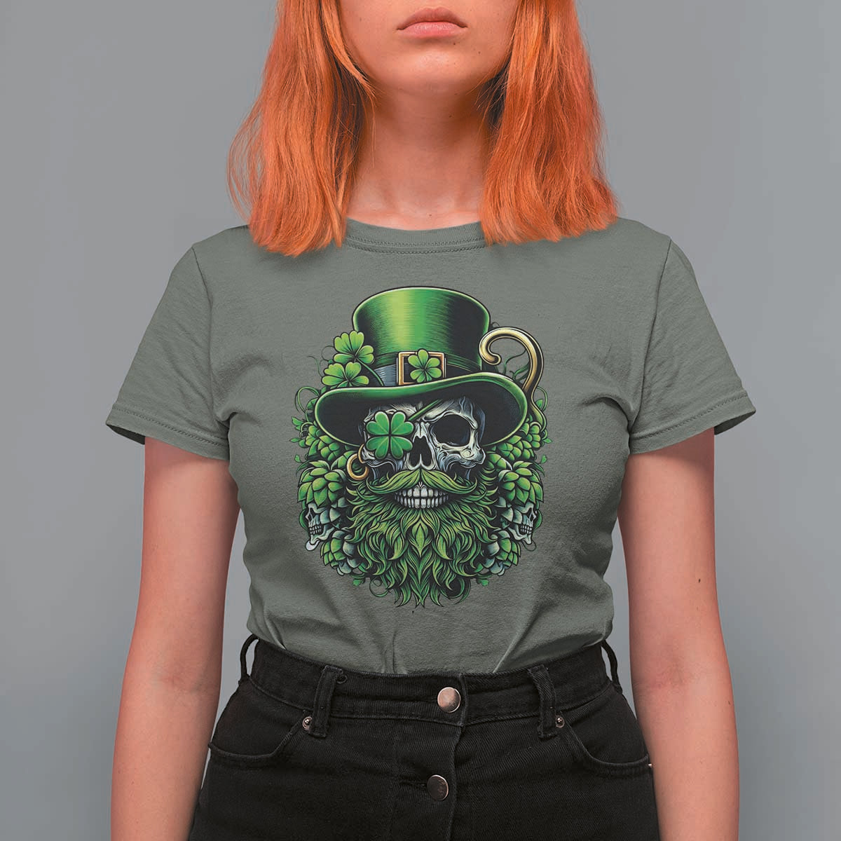 Irish Leprechaun Skull T Shirt For Women St Patricks Day Party Gift