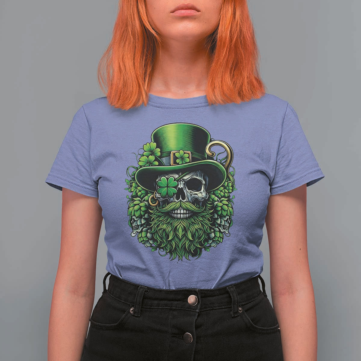Irish Leprechaun Skull T Shirt For Women St Patricks Day Party Gift