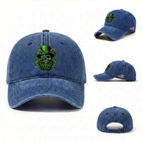 Irish Leprechaun Skull Washed Cotton Baseball Cap St Patricks Day Party Gift