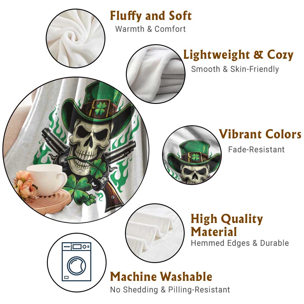 Irish Cowboy Skeleton Throw Blanket St Patricks Day Party Gift