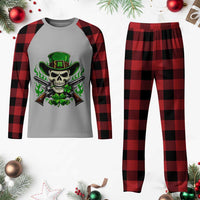 Irish Cowboy Skeleton Plaid Pajama Set St Patricks Day Party Gift