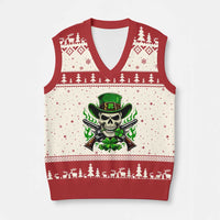 Irish Cowboy Skeleton V-Neck Knit Sweater Vest St Patricks Day Party Gift