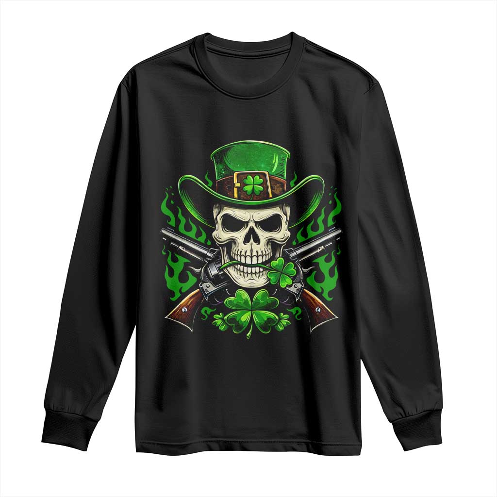 Irish Cowboy Skeleton Long Sleeve Shirt St Patricks Day Party Gift
