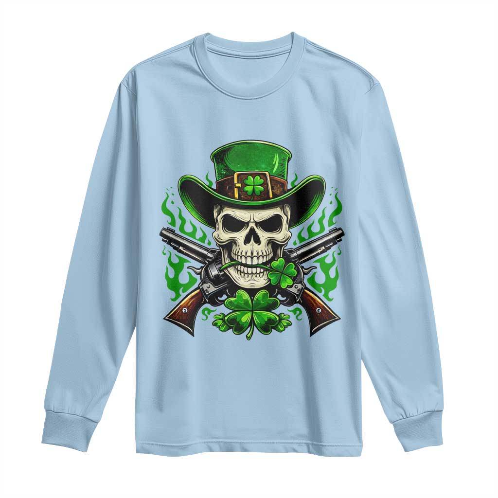 Irish Cowboy Skeleton Long Sleeve Shirt St Patricks Day Party Gift