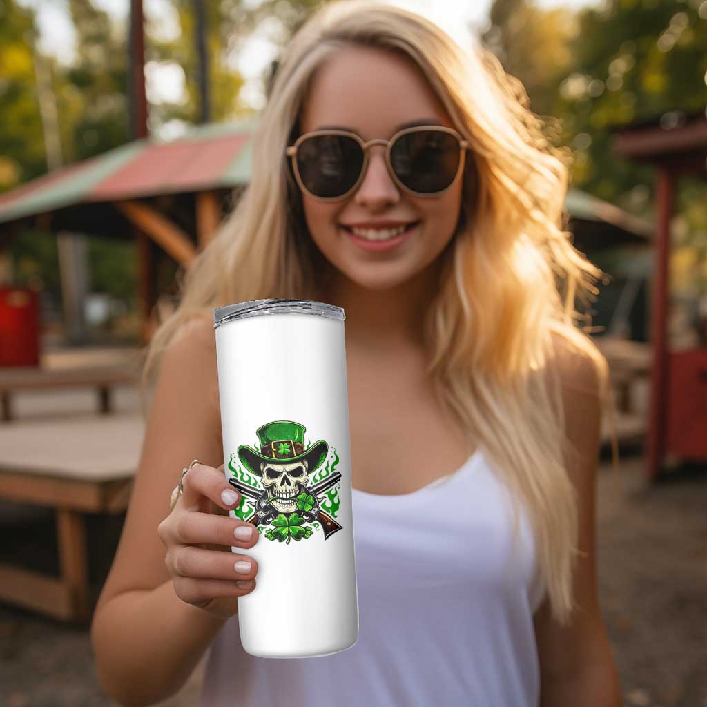 Irish Cowboy Skeleton Skinny Tumbler St Patricks Day Party Gift