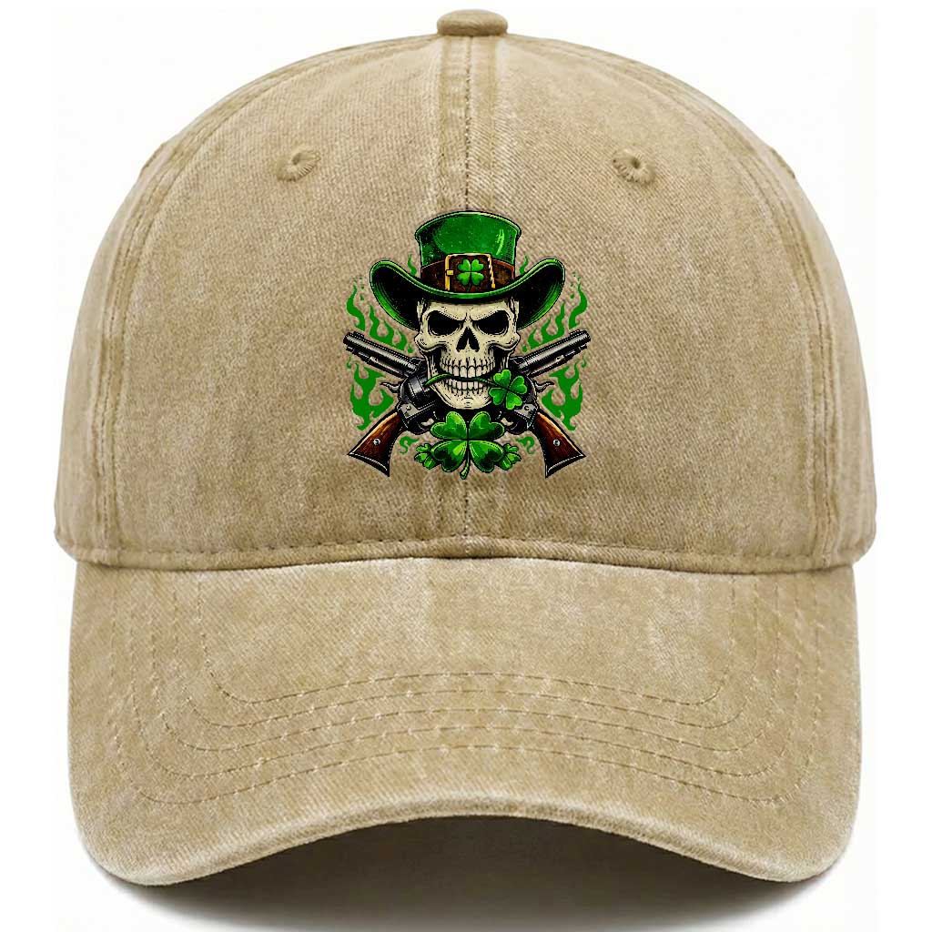 Irish Cowboy Skeleton Washed Cotton Baseball Cap St Patricks Day Party Gift