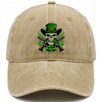 Irish Cowboy Skeleton Washed Cotton Baseball Cap St Patricks Day Party Gift