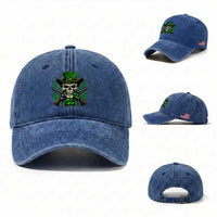 Irish Cowboy Skeleton Washed Cotton Baseball Cap St Patricks Day Party Gift