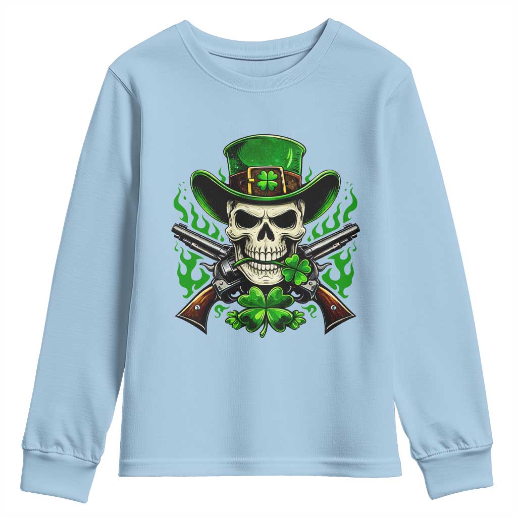 Irish Cowboy Skeleton Youth Sweatshirt St Patricks Day Party Gift