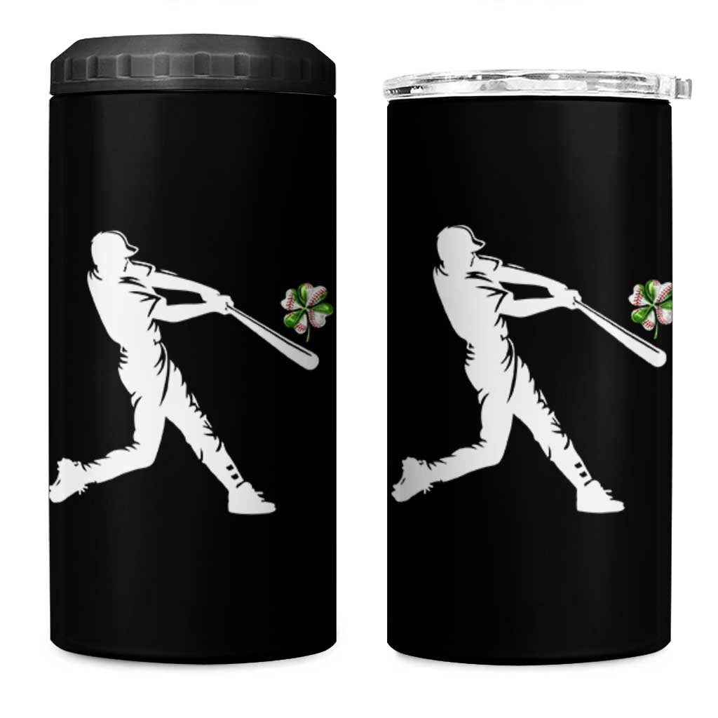 St Patricks Day Baseball Batter 4 in 1 Can Cooler Tumbler Irish Sports Gift