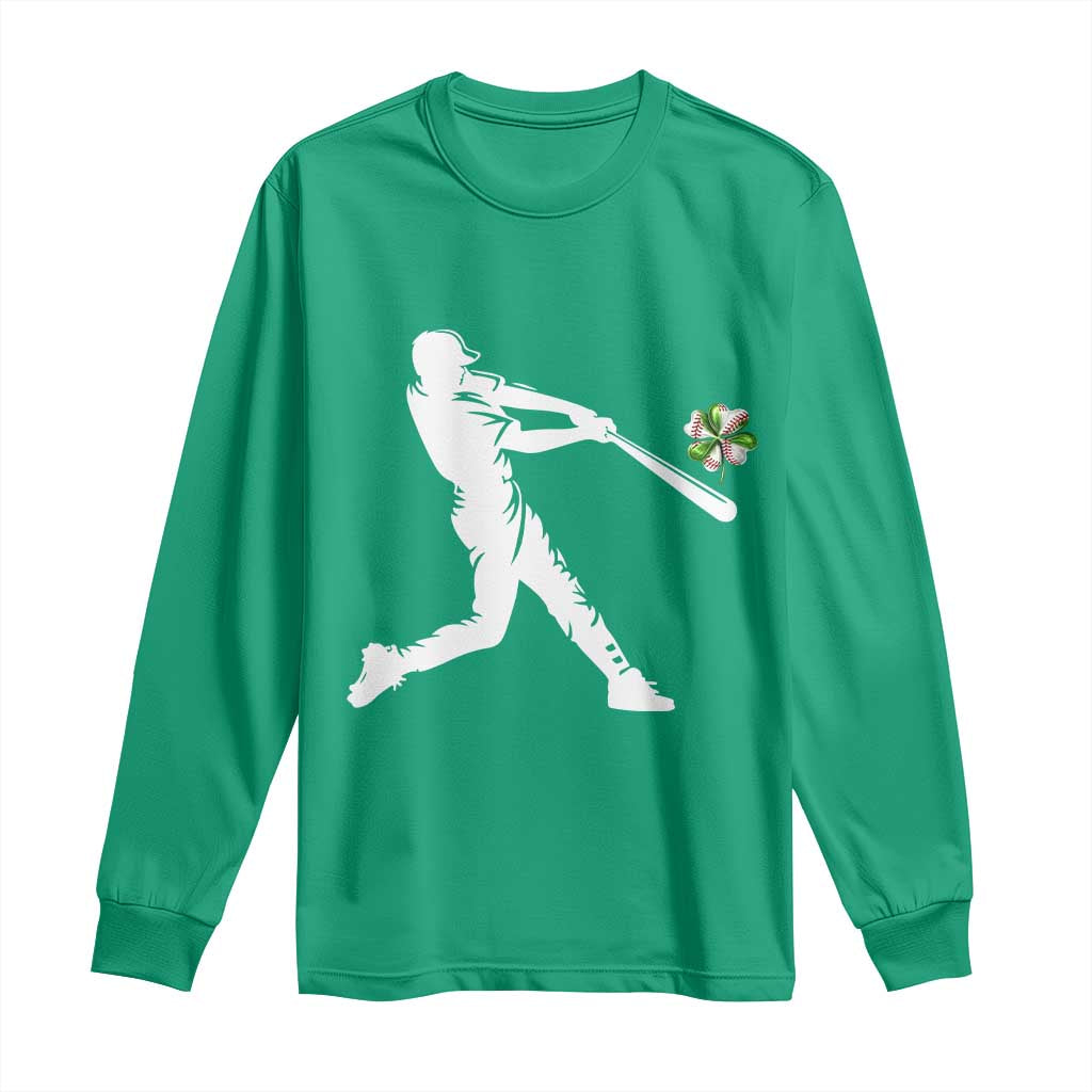 St Patricks Day Baseball Batter Long Sleeve Shirt Irish Sports Gift