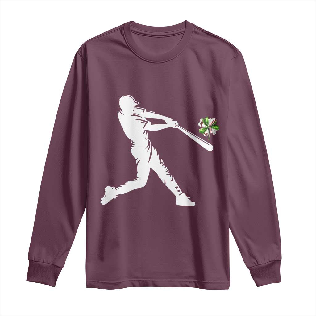 St Patricks Day Baseball Batter Long Sleeve Shirt Irish Sports Gift