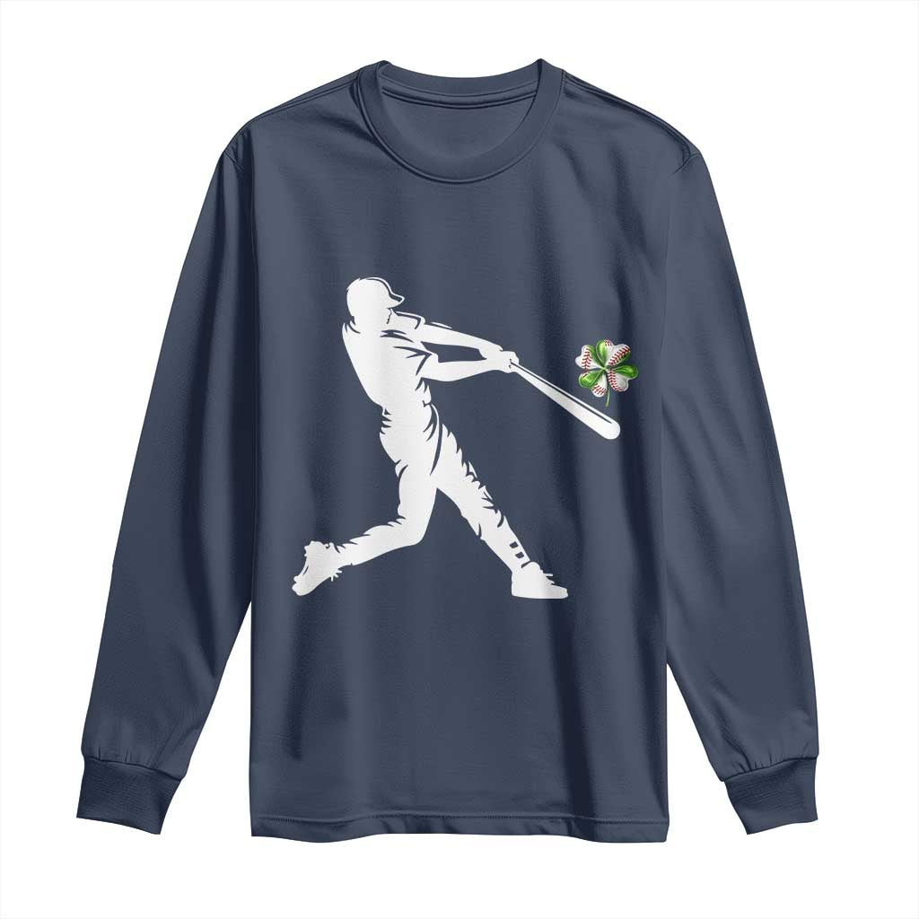 St Patricks Day Baseball Batter Long Sleeve Shirt Irish Sports Gift