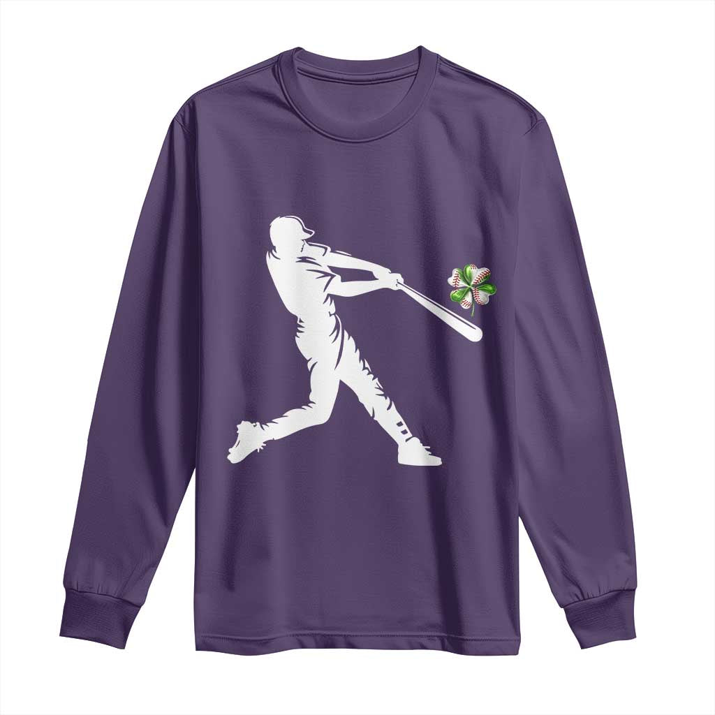St Patricks Day Baseball Batter Long Sleeve Shirt Irish Sports Gift