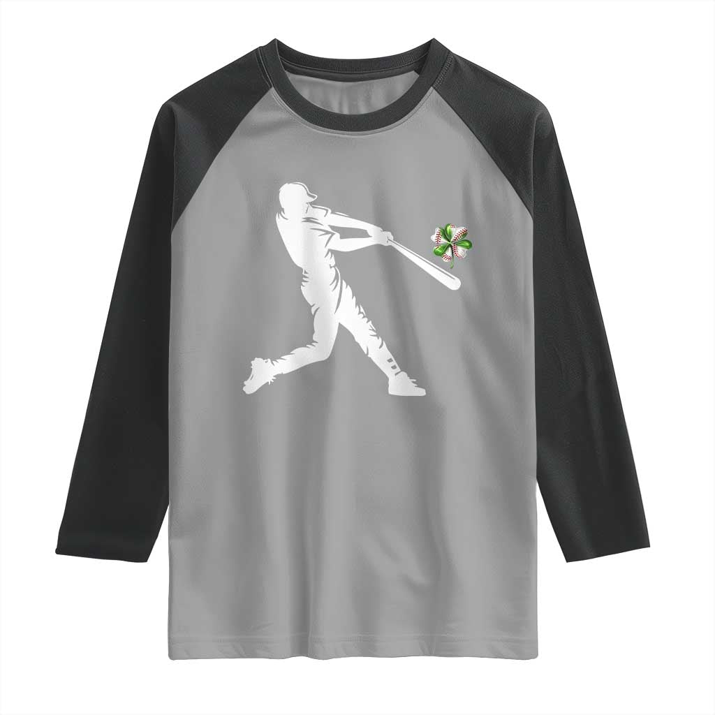 St Patricks Day Baseball Batter Raglan Shirt Irish Sports Gift