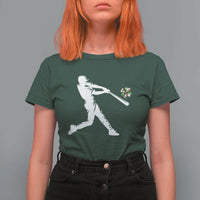 St Patricks Day Baseball Batter T Shirt For Women Irish Sports Gift