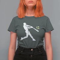 St Patricks Day Baseball Batter T Shirt For Women Irish Sports Gift