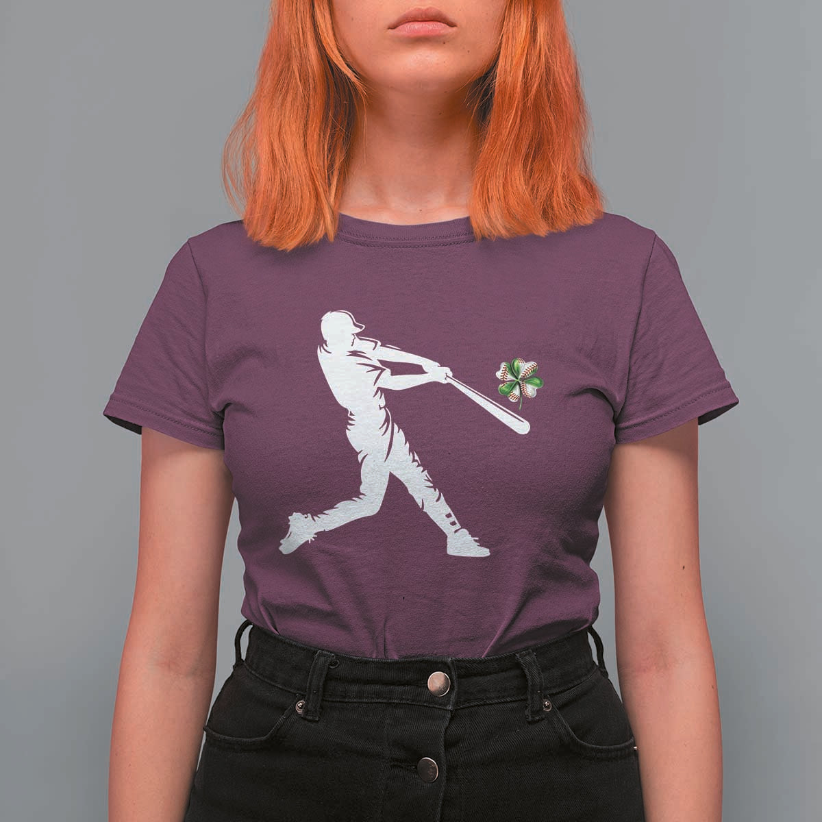 St Patricks Day Baseball Batter T Shirt For Women Irish Sports Gift