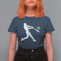 St Patricks Day Baseball Batter T Shirt For Women Irish Sports Gift